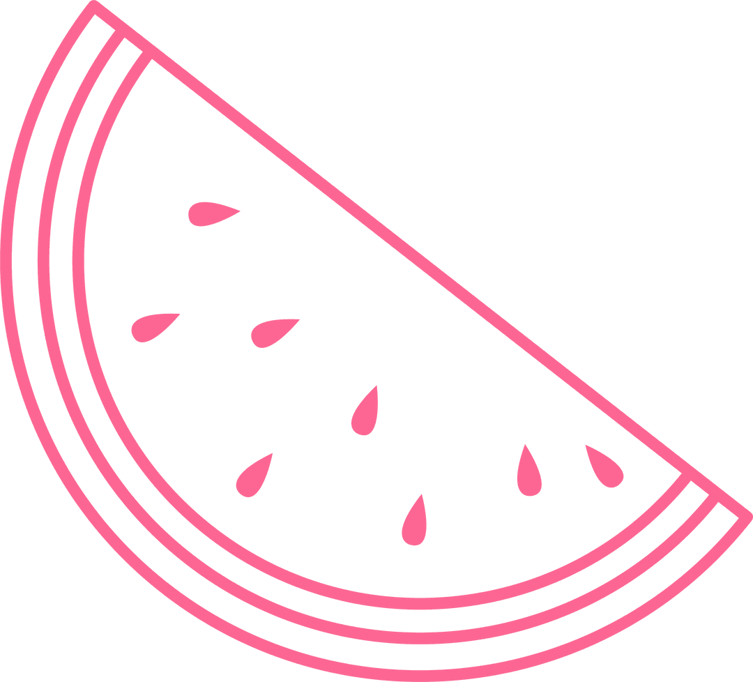 Transparent Minimalist Pink Watermelon Slice Illustration