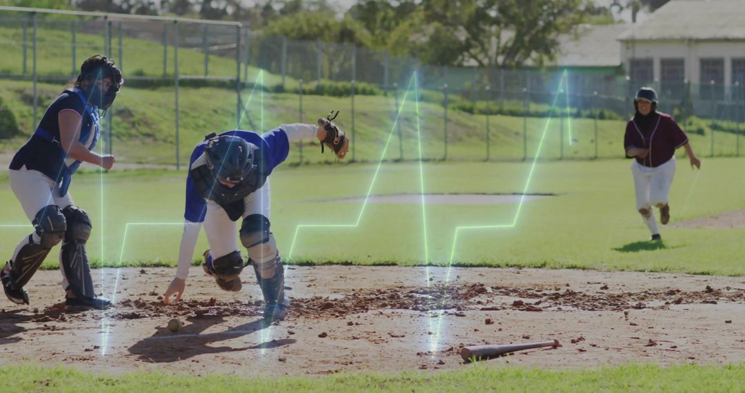 Baseball Game Action with High-Tech Wave Interface