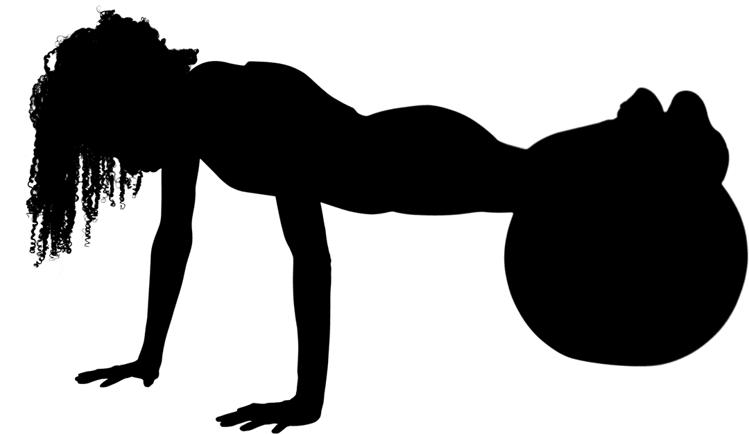 Silhouette Female Athlete Exercising with Transparent Exercise Ball