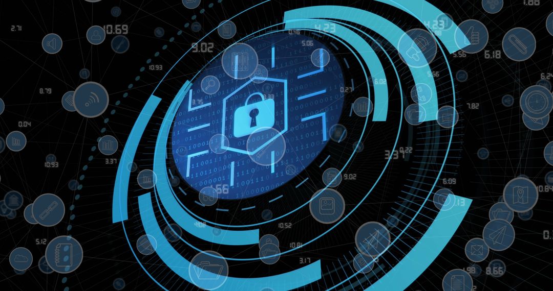 Digital Security Interface with Padlock Icon and Virtual Connections