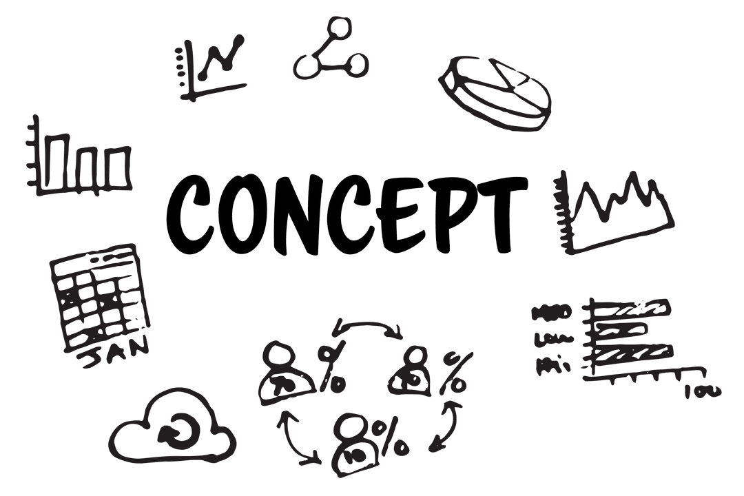 Abstract Data Symbols and Conceptual Icons on Transparent Background