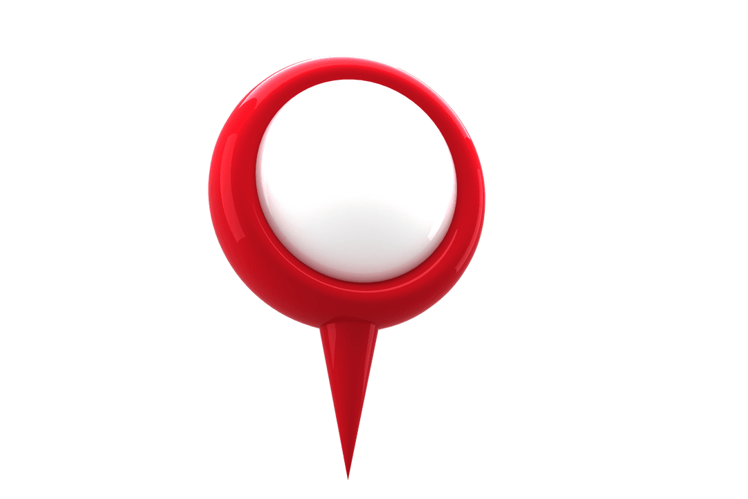 Transparent Red Map Marker Design on White Background