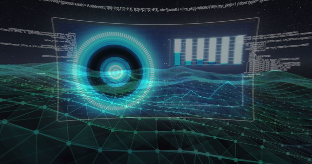 Futuristic Data Processing Dashboard with Digital Interface