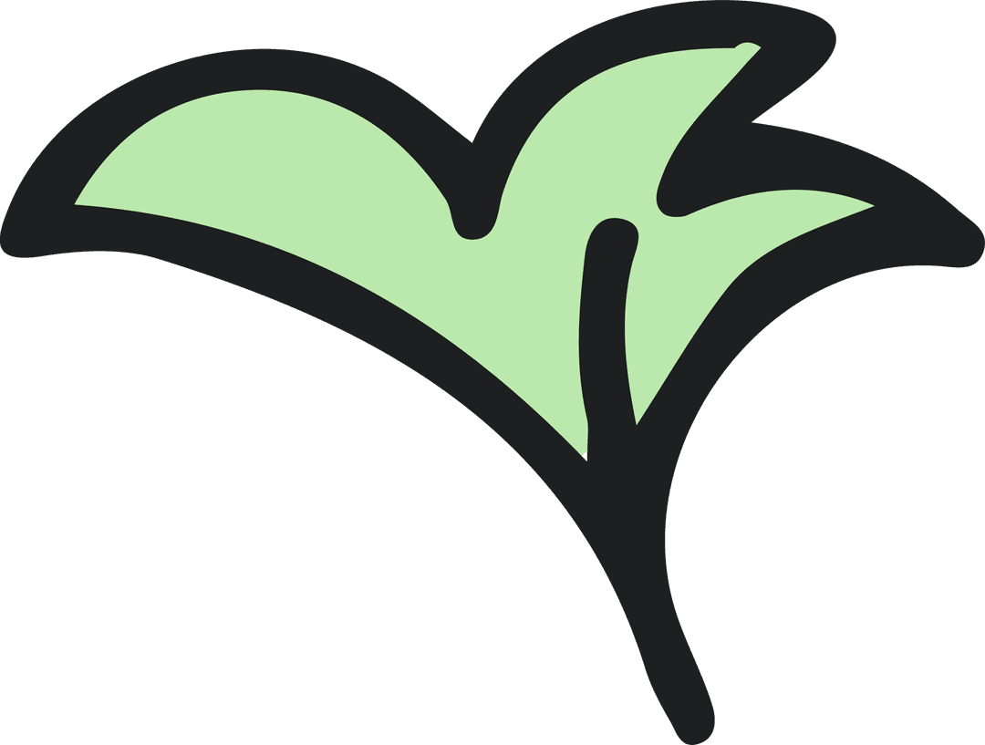 Flat Stylized Green Leaf on Transparent Background