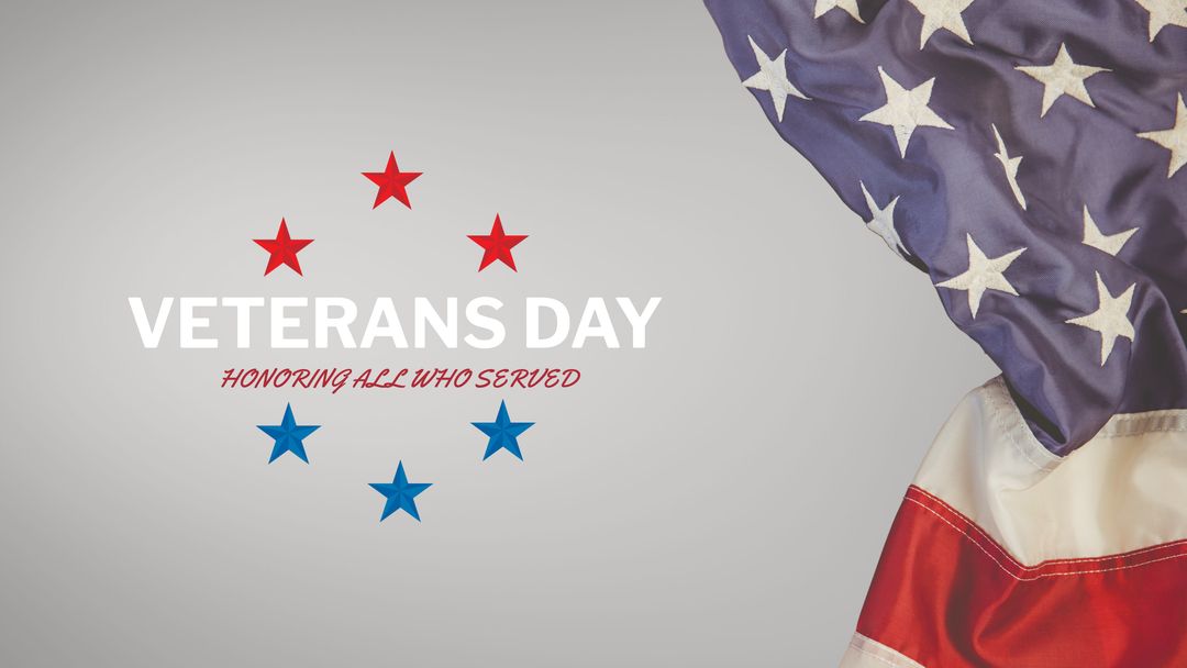 Veterans day tribute with american flag and star emblem