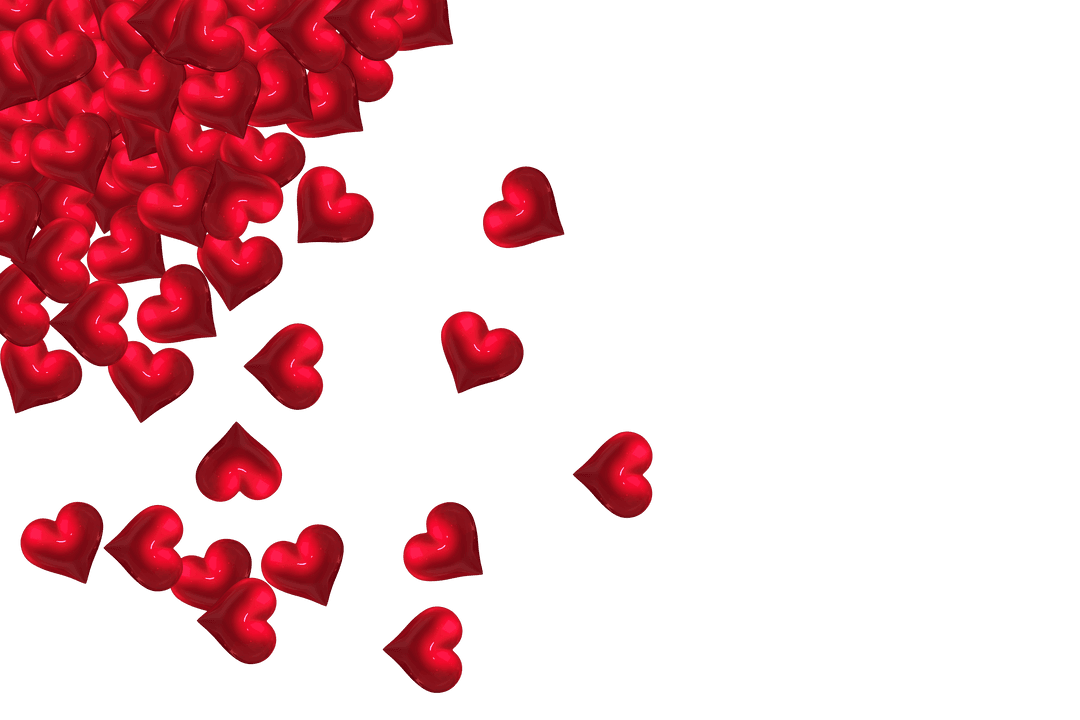 Floating Red Hearts With Copy Space on Transparent Background