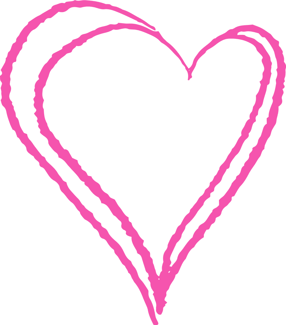 Transparent Heart with Triple Pink Brushstrokes for Graphic Art
