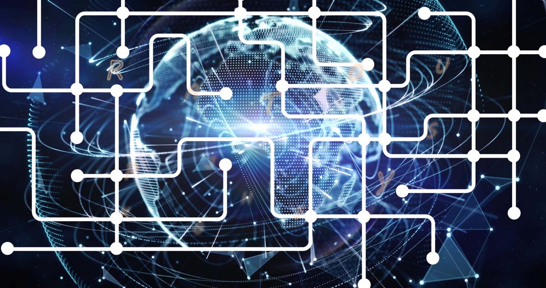 Digital Global Connections Technology Interface Over Cyber Globe