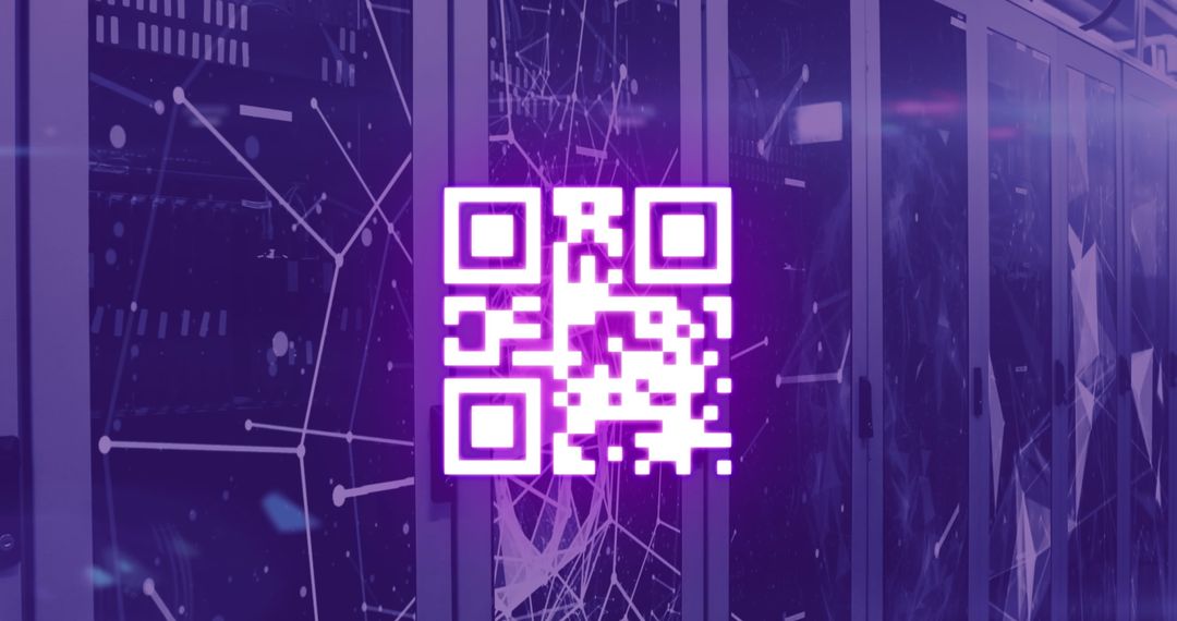 Futuristic QR Code and Digital Network Over Servers - Free Images, Stock Photos and Pictures on Pikwizard.com