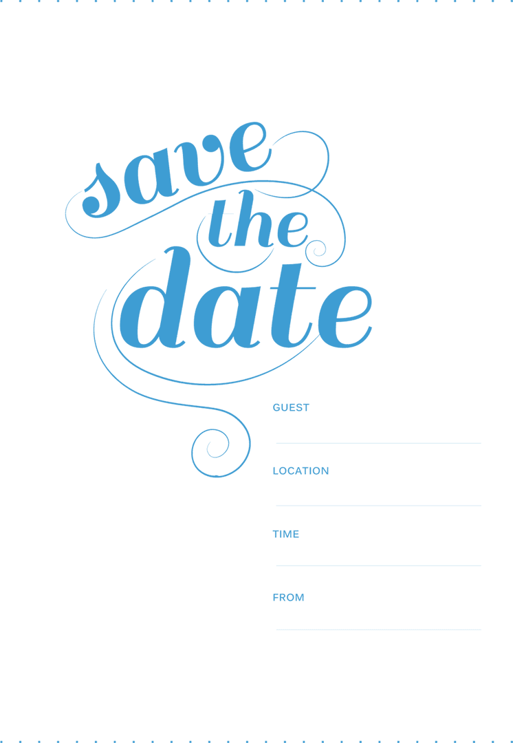Elegant Blue Save the Date Design on Transparent Background