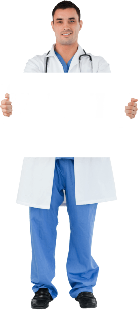 Transparent Background Doctor Holding Blank Sign