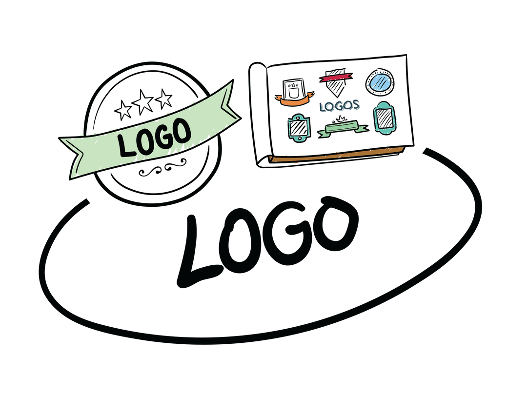 Transparent Logo Design Elements in Hand-Drawn Style