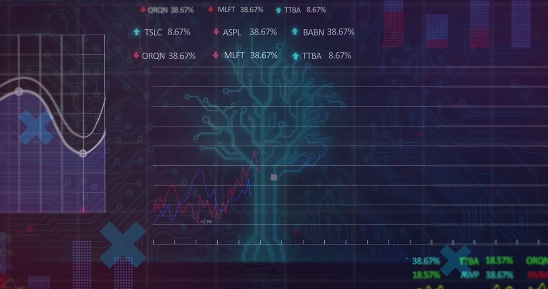 Futuristic Financial Data Analytics with Digital Interface Concept