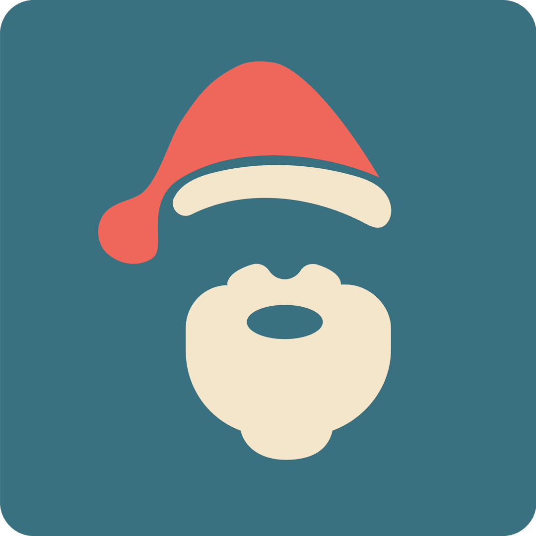 Minimalist Santa Claus Face with Red Hat, Transparent Background