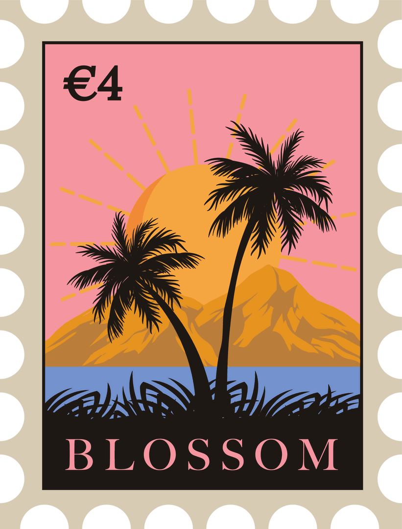 Exotic Tropical Sunset Silhouette with Palm Trees Design