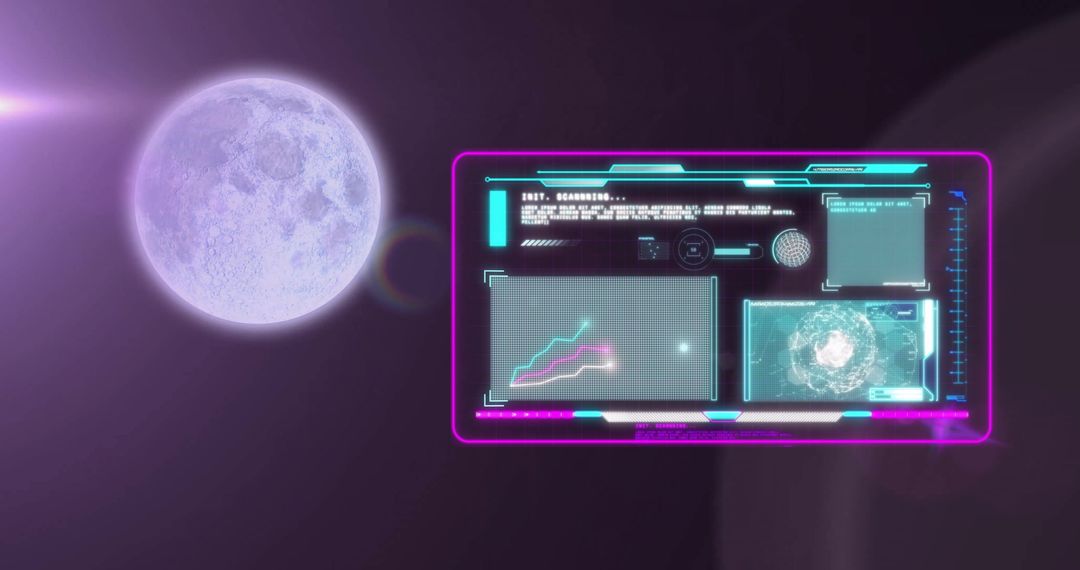 Futuristic Digital Interface Analyzing Full Moon Data