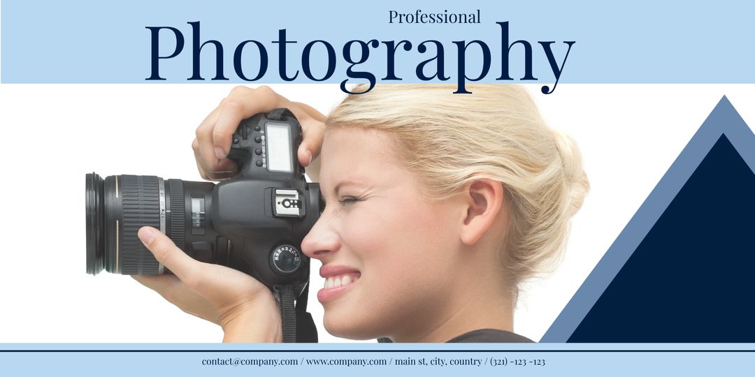 Professional female photographer focused on capturing perfect shot