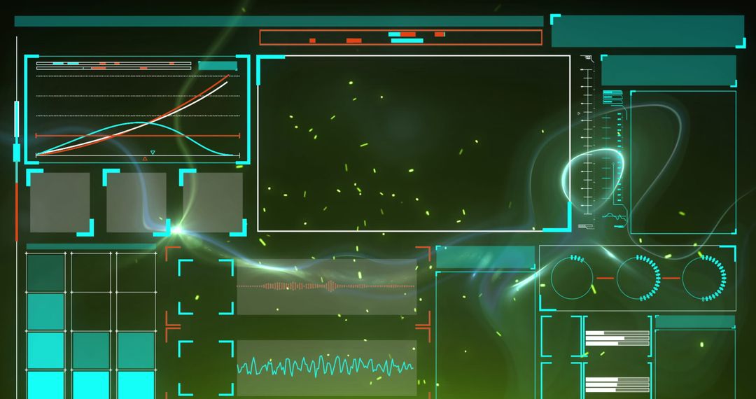 Futuristic Interface with Data Streams on Green Background