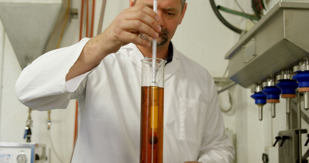 Scientist Performing Liquid Density Measurement in Laboratory - Free Images, Stock Photos and Pictures on Pikwizard.com