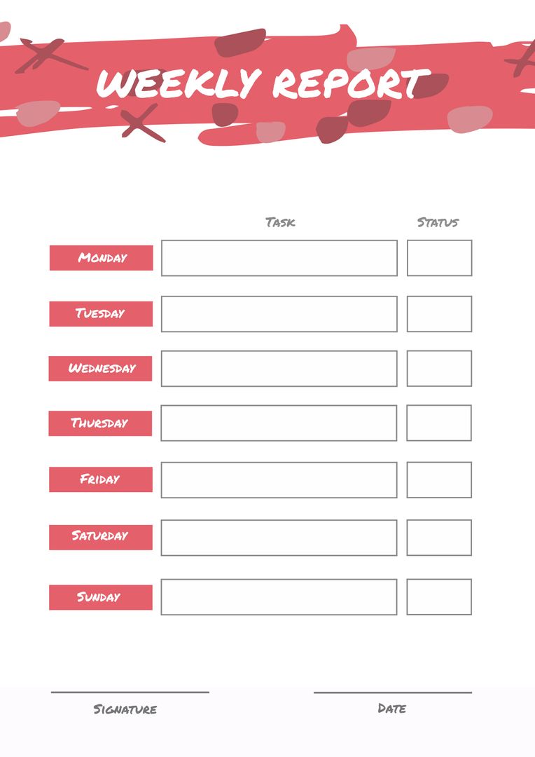 Weekly Report Template with Clean Layout and Red Accents - Download Free Stock Templates Pikwizard.com