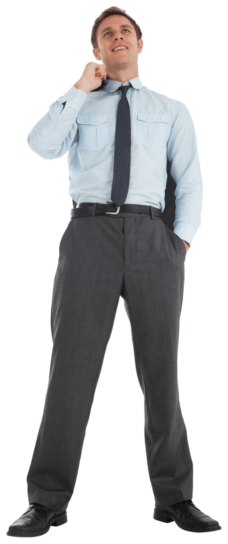 Smiling Businessman Holding Suit Jacket on Transparent Background