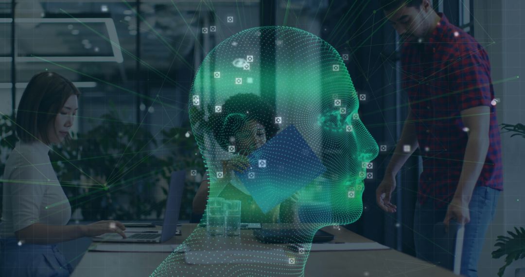 Innovative Data Visualization in Modern Office with Hologram