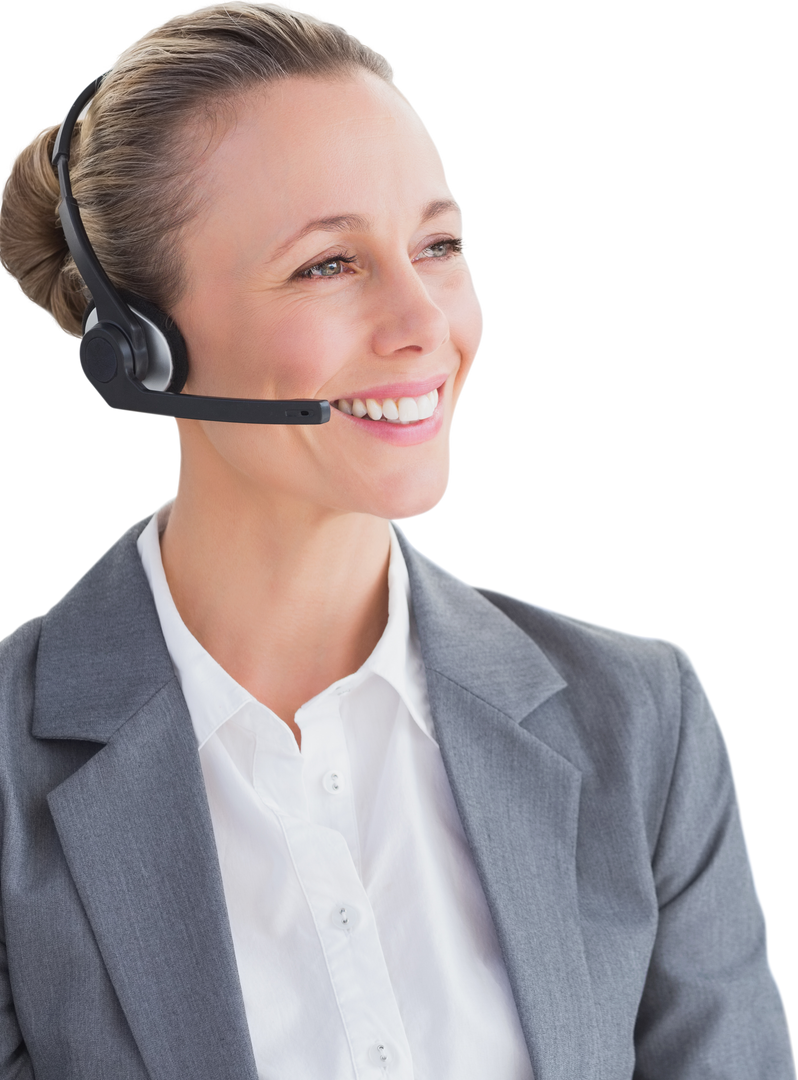 Caucasian Businesswoman Using Headset with Transparent Background - Download Free Stock Images Pikwizard.com