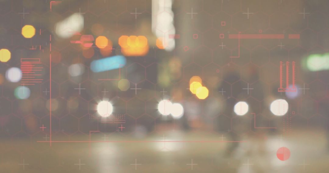 Digital Finance Data Overlay on Blurred Urban Scene