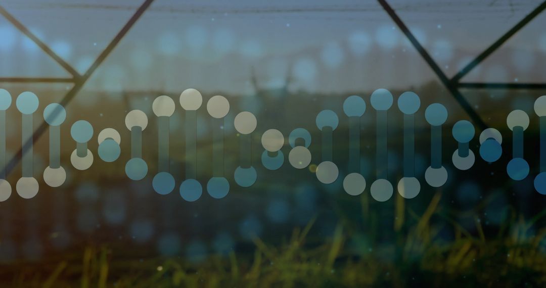 Stylized DNA Helix in Greenhouse with Natural Element Overlay