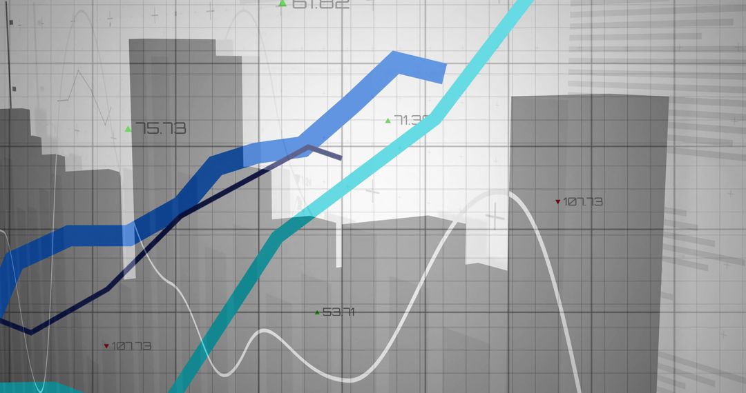 Vivid Line Graphs Over Cityscape Grid on Data Dashboard
