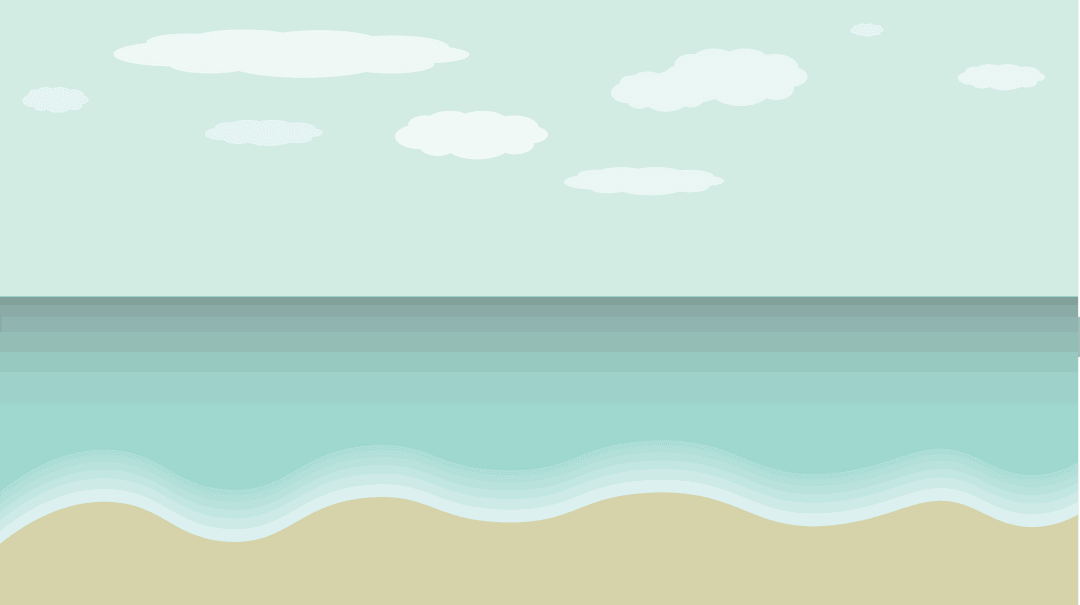 Tranquil Beach and Sea Digital Art on Transparent Background
