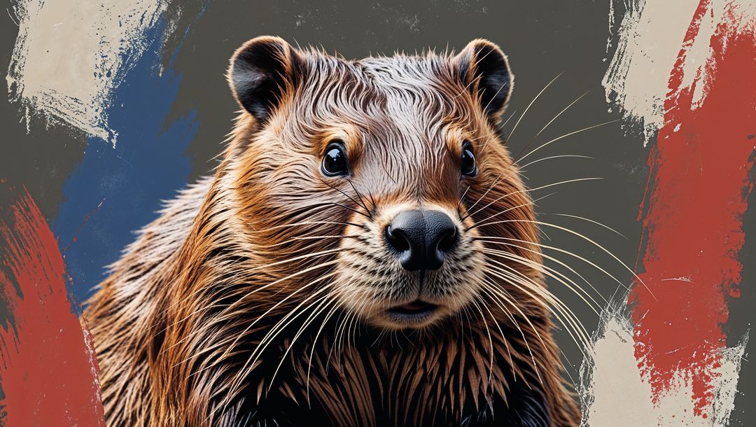 Expressive Beaver Portrait with Abstract Background