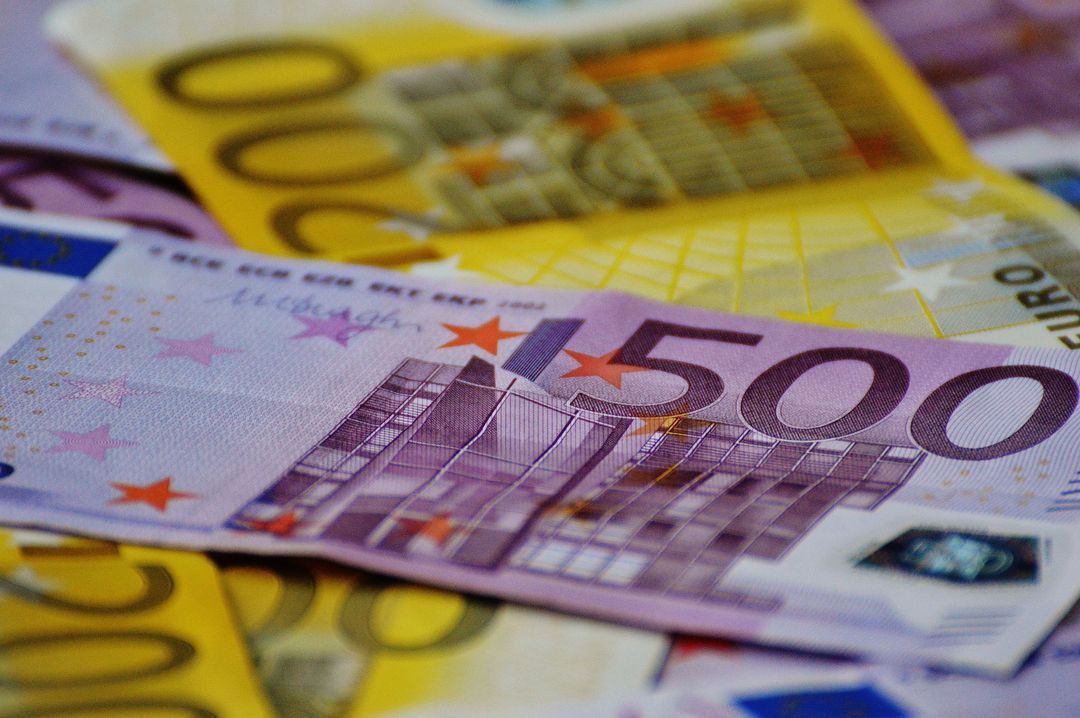 Detailed Close-up of Various Euro Banknotes Displayed