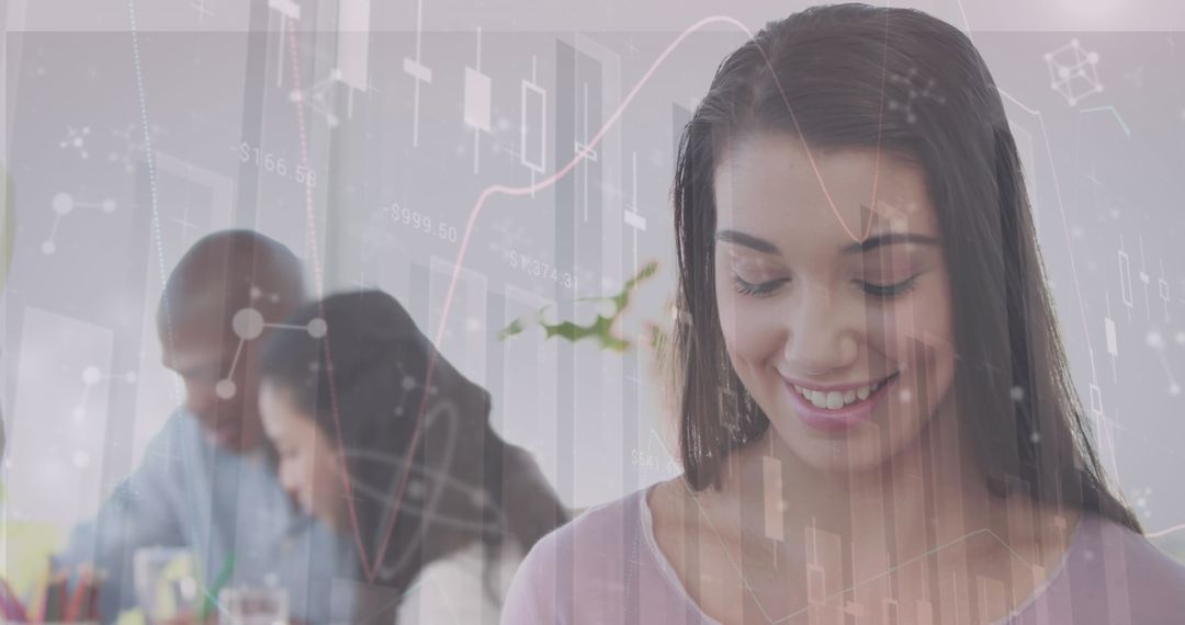 Collage of Professionals with Digital Data Interface Overlay