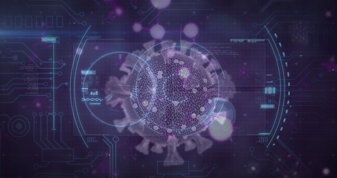 Digital Interface Shows Virus Cell Analytics in High-Tech View