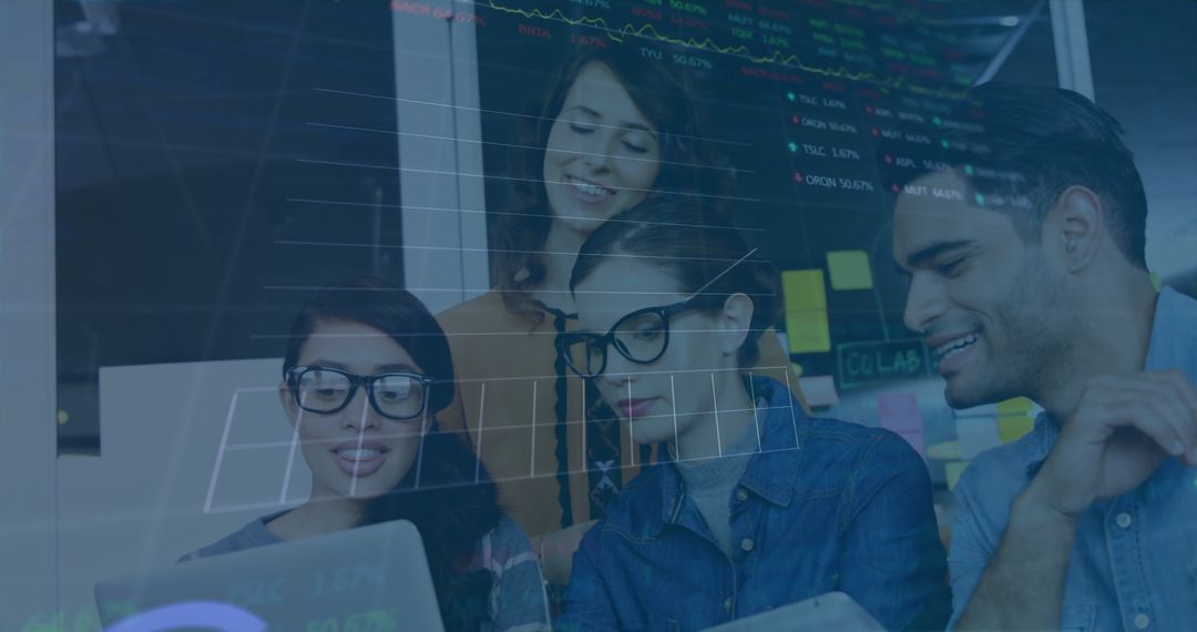 Financial Data Analysis with Diverse Team in Modern Office Environment