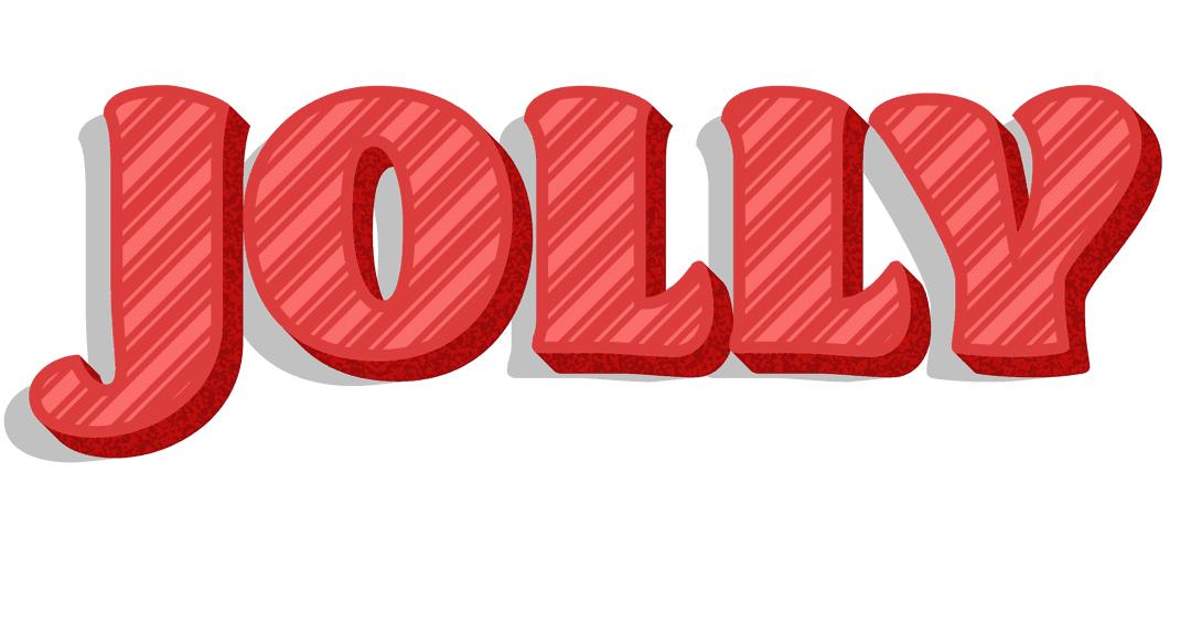 Festive Red Striped Jolly Text on Transparent Background