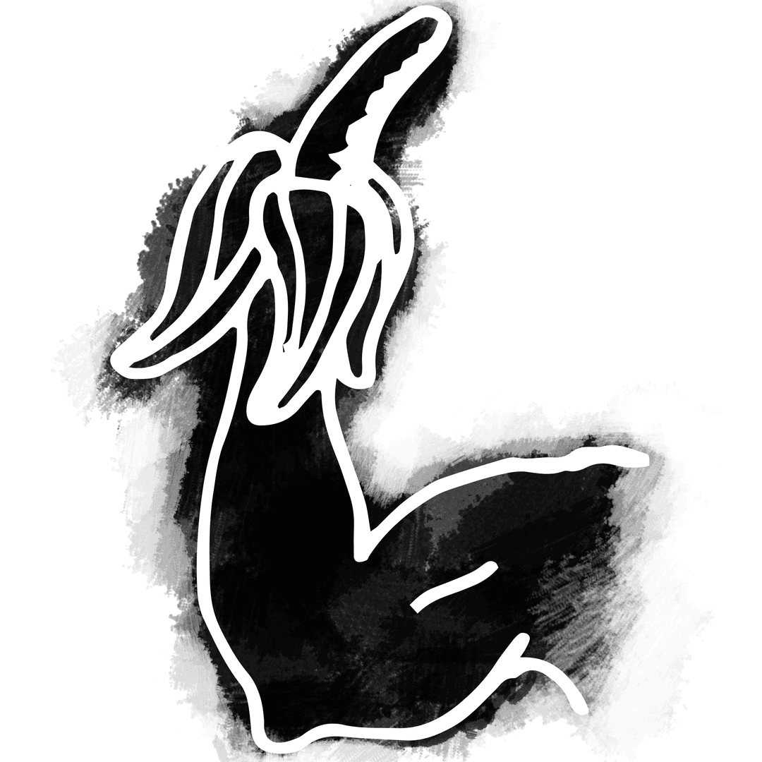 Hand Holding Transparent Banana Silhouette on White Background