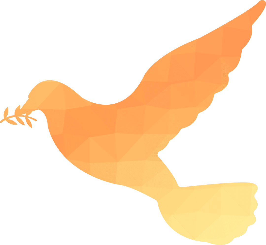 Transparent Geometric Dove with Olive Branch for Peace Symbolism