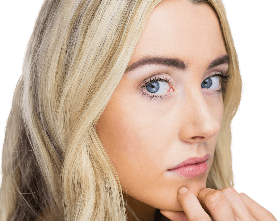 Beautiful Woman Posing with Transparent Glow