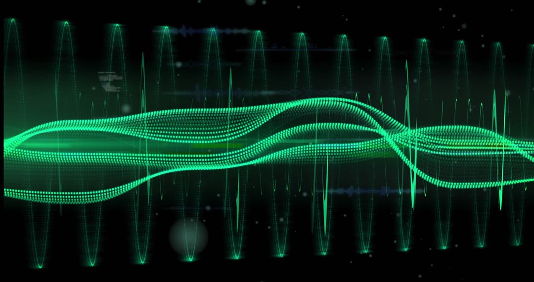 Green Digital Wave Abstract Background with Tech Elements