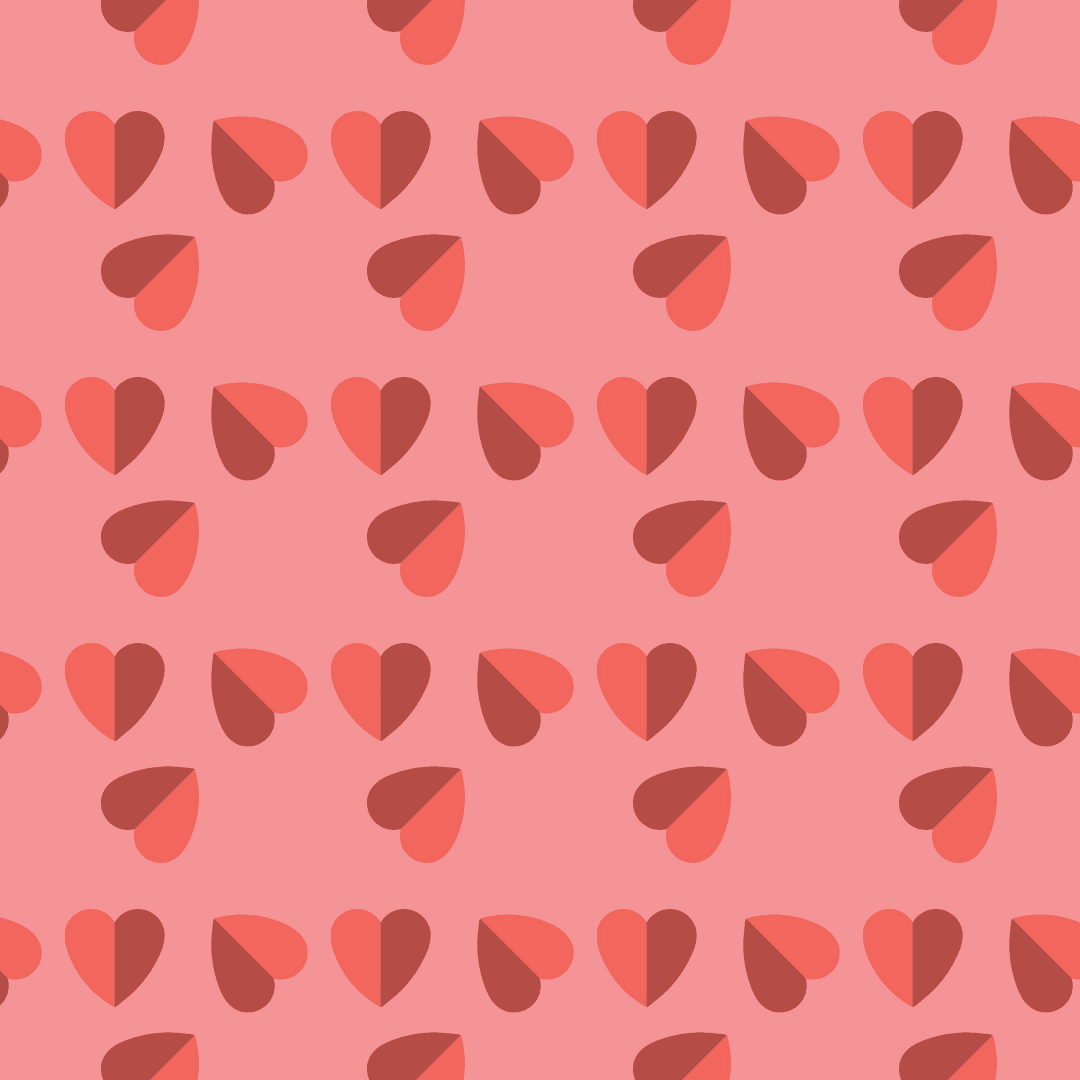 Seamless Pink Transparent Background with Red Hearts