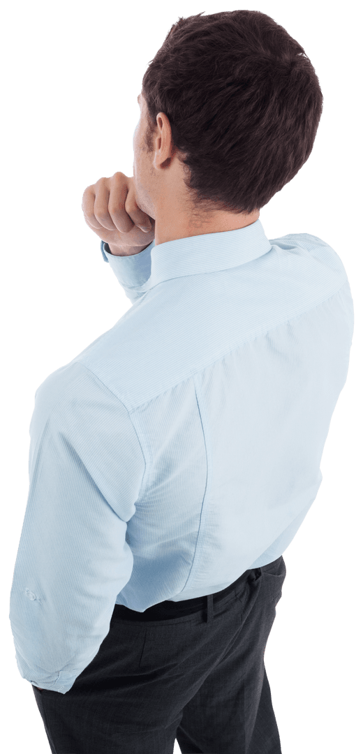 Thoughtful Businessman Gazing Aware Transparent Background