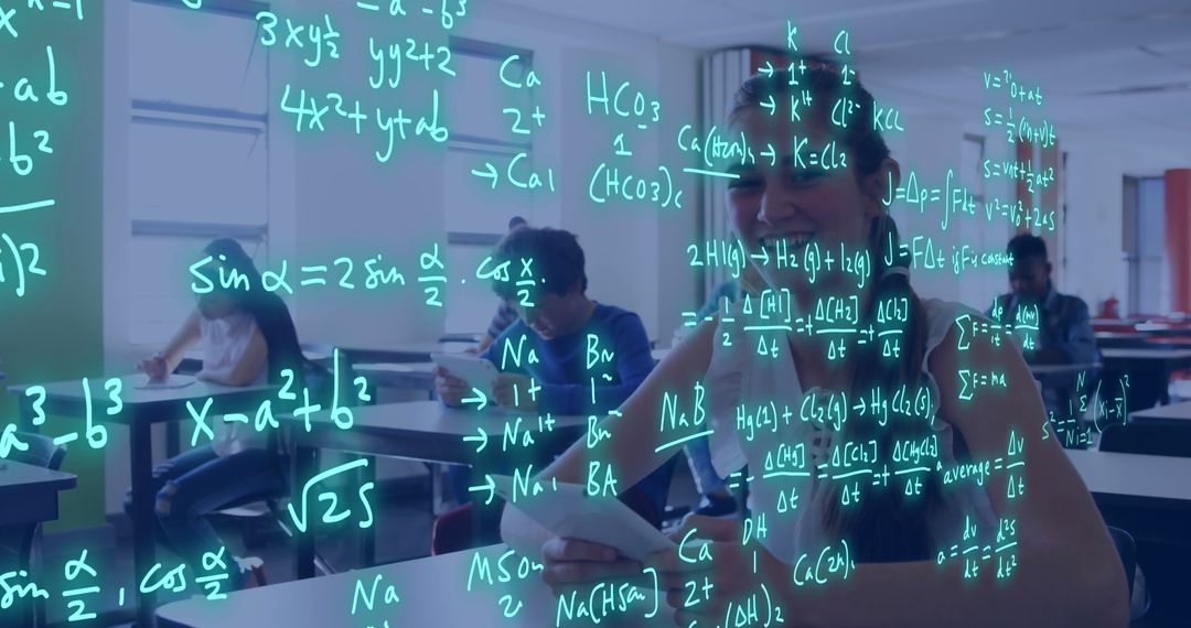 Students in Classroom with Complex Mathematical Equations on Glass Board - Free Images, Stock Photos and Pictures on Pikwizard.com