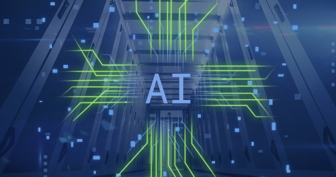 Digital AI Concept with Data Processing Over Servers