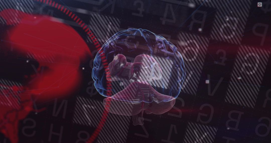 Translucent 3D Brain in Futuristic Medical Interface Concept