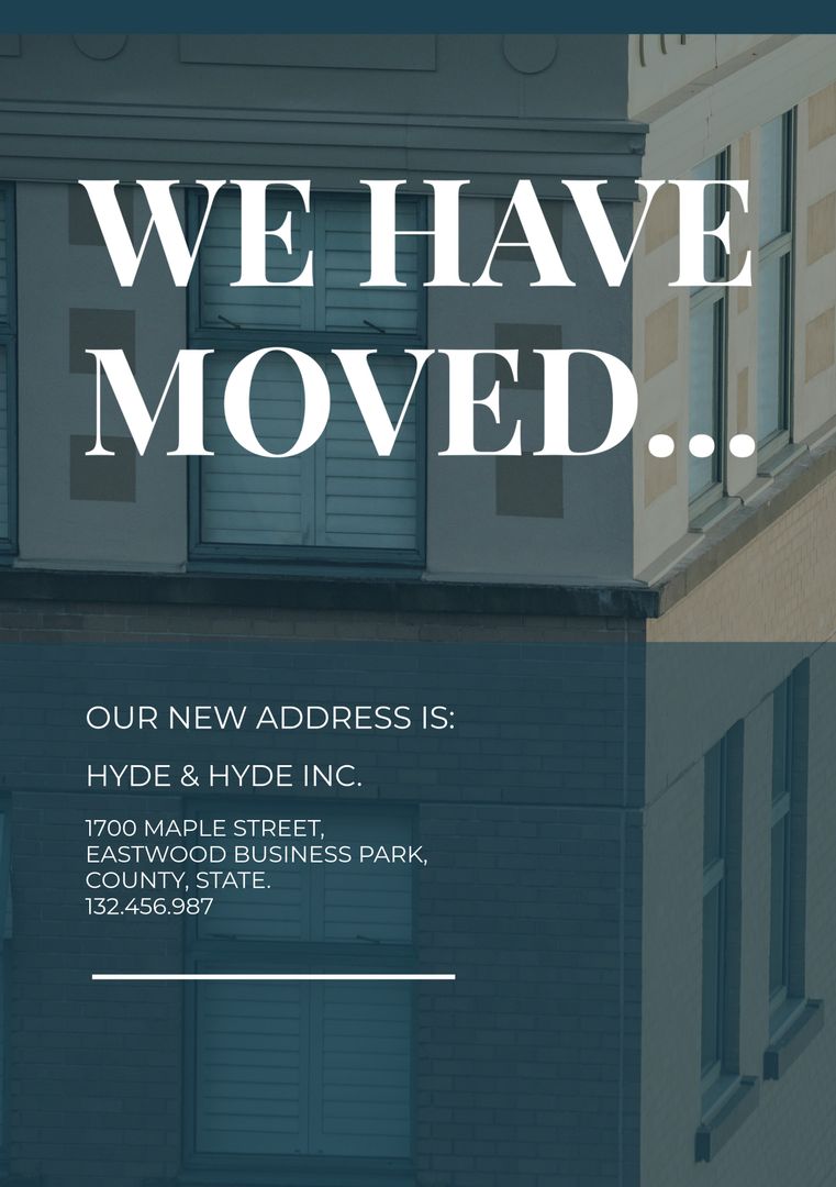 Business Relocation Announcement with Bold Text Design - Download Free Stock Images Pikwizard.com