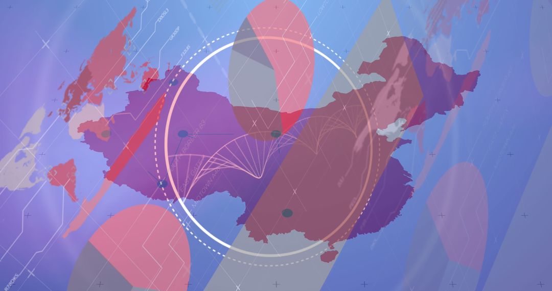 Futuristic DNA Strand Overlay on World Map