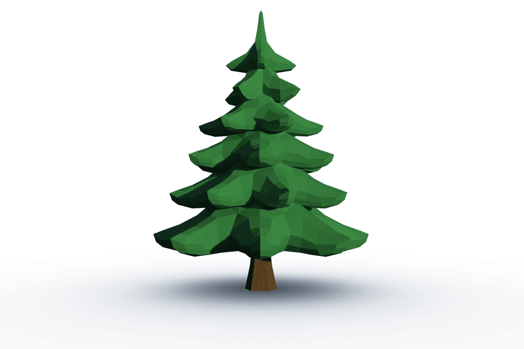 Geometric Green Christmas Tree Illustration on Transparent Background