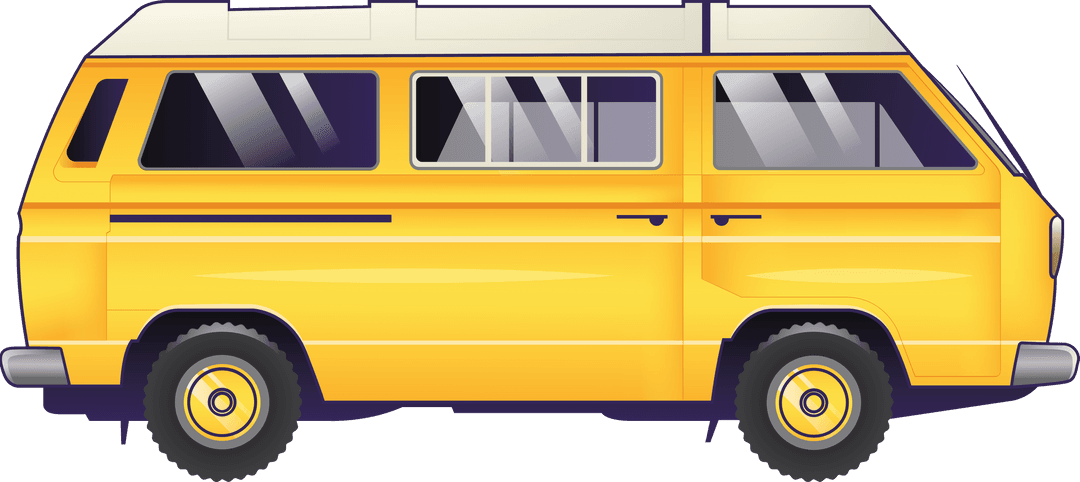 Yellow family bus on transparent background illustration